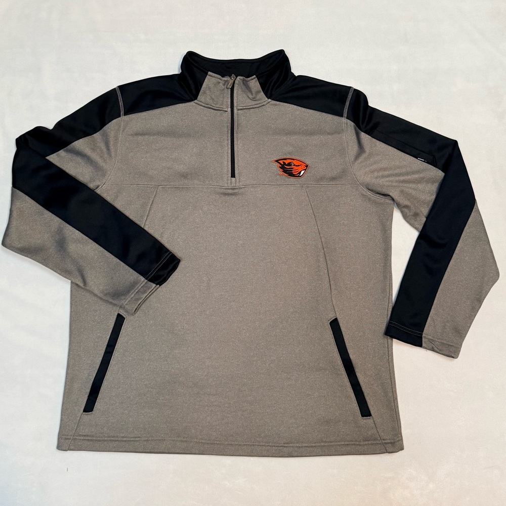 Men’s Oregon State Beavers Gray and Black Quarter-Zip Pullover